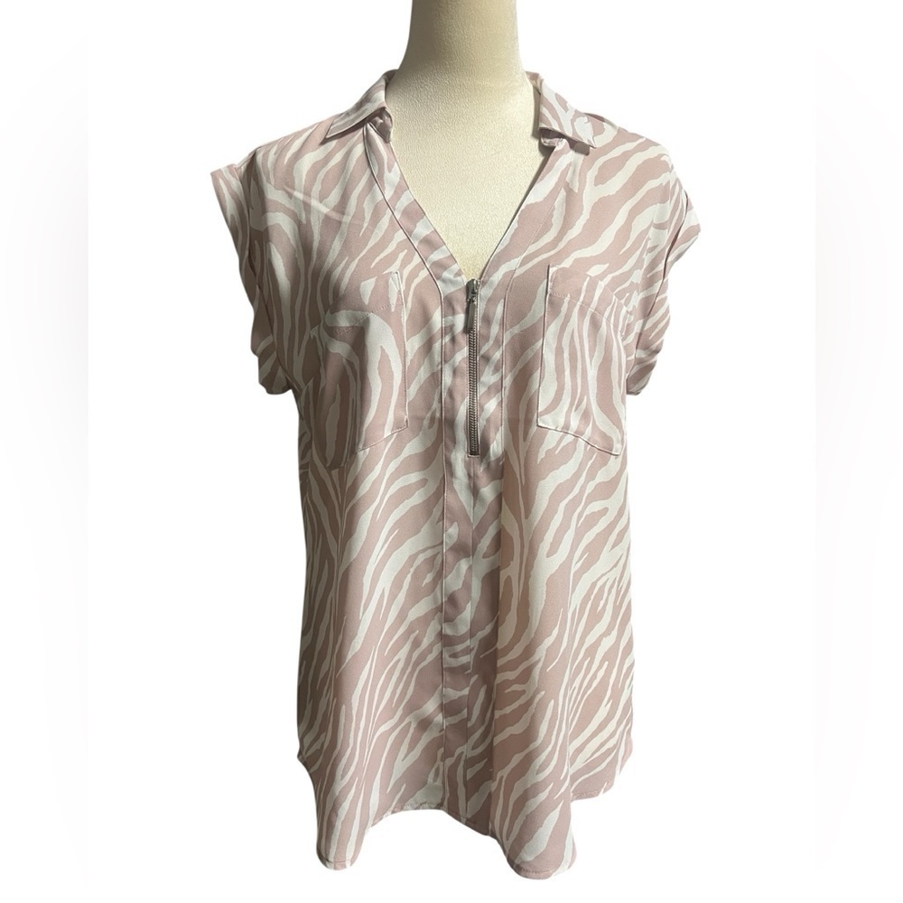 Express Light Pink Zebra Button Down Shirt